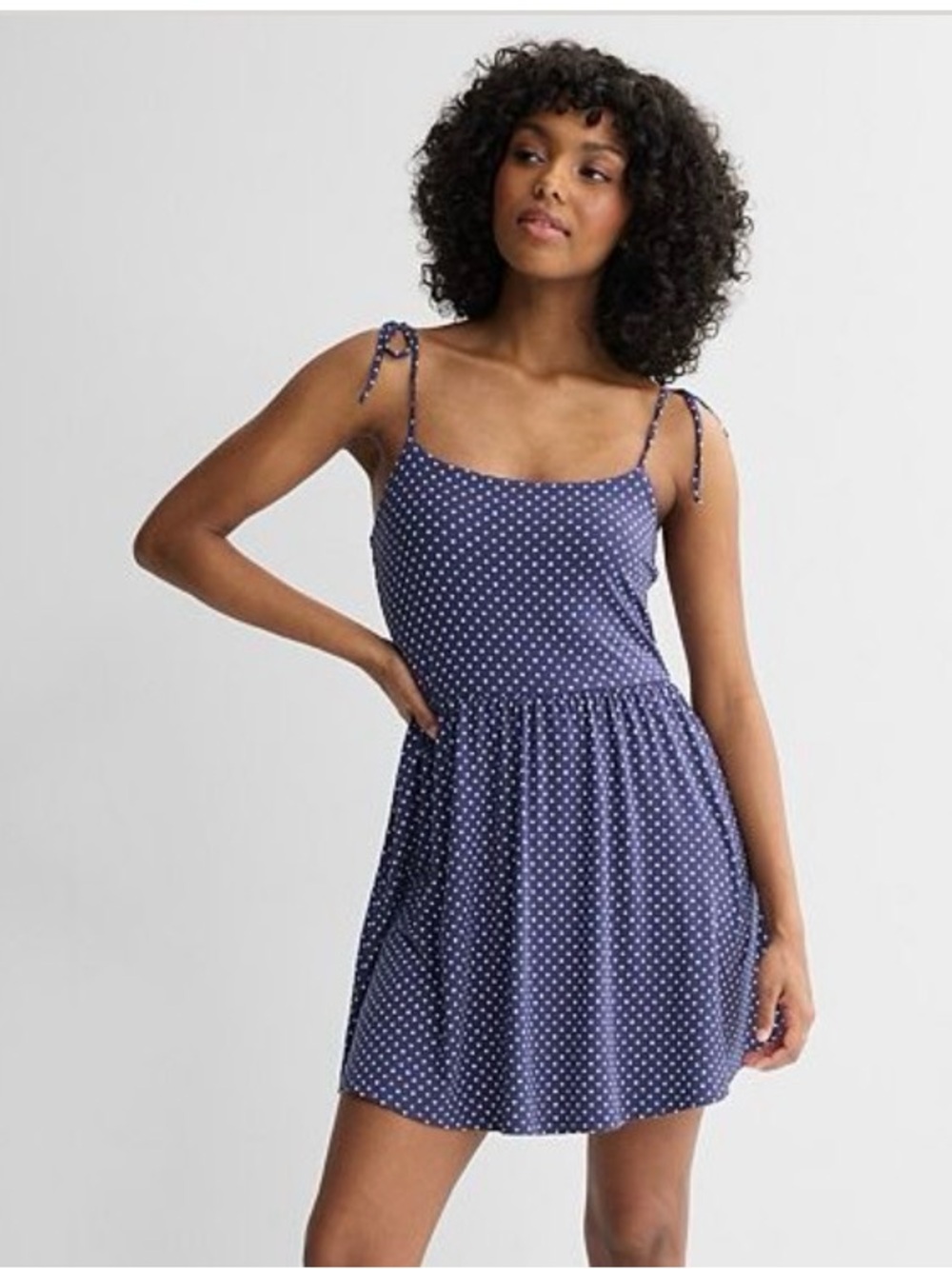 Wallflower romper Polka Dot Tie-Shoulder - Navy Large